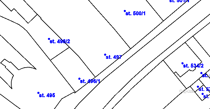 Parcela st. 497 v KÚ Břeclav, Katastrální mapa
