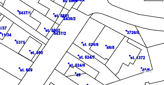 Parcela st. 524/6 v KÚ Břeclav, Katastrální mapa