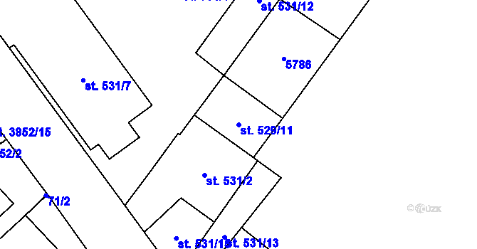Parcela st. 529/11 v KÚ Břeclav, Katastrální mapa