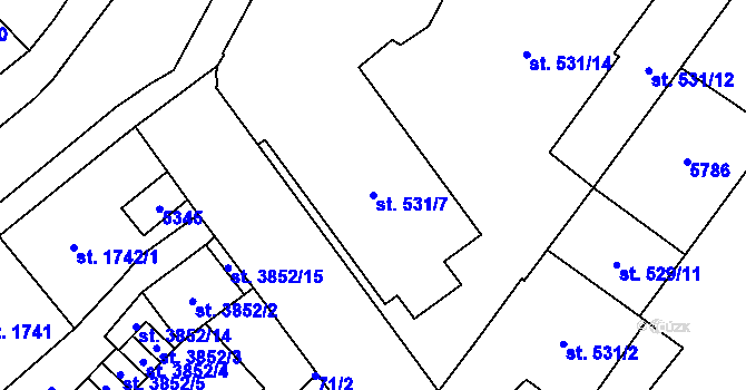 Parcela st. 531/7 v KÚ Břeclav, Katastrální mapa