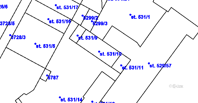 Parcela st. 531/10 v KÚ Břeclav, Katastrální mapa