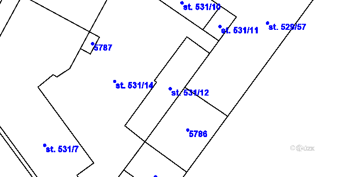 Parcela st. 531/12 v KÚ Břeclav, Katastrální mapa