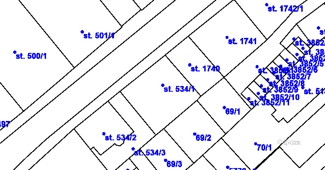 Parcela st. 534/1 v KÚ Břeclav, Katastrální mapa