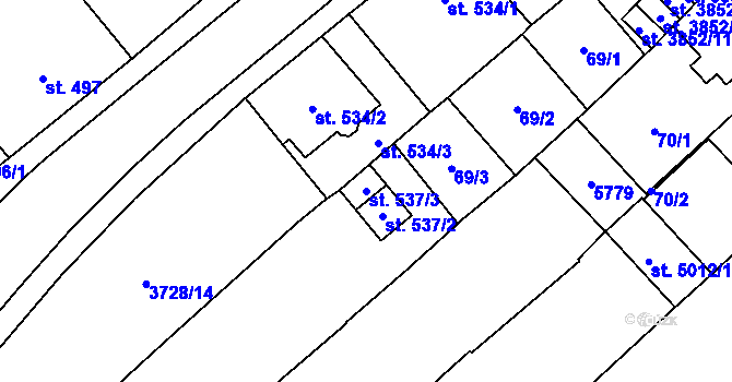 Parcela st. 537/3 v KÚ Břeclav, Katastrální mapa