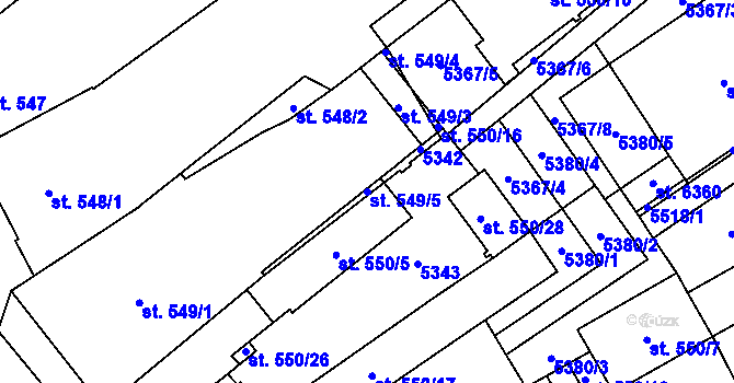 Parcela st. 549/5 v KÚ Břeclav, Katastrální mapa