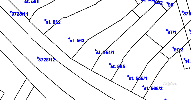 Parcela st. 564/1 v KÚ Břeclav, Katastrální mapa