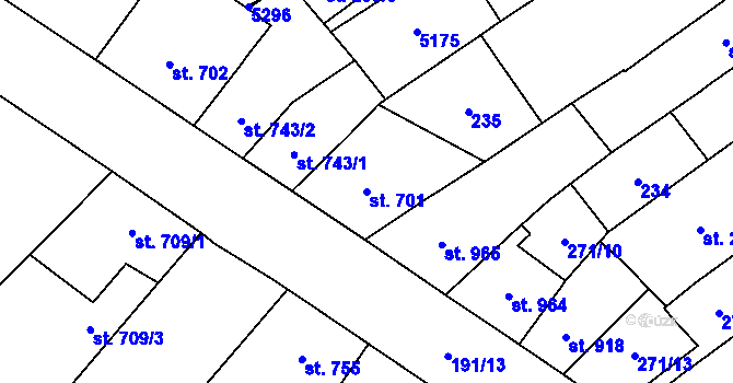 Parcela st. 701 v KÚ Břeclav, Katastrální mapa