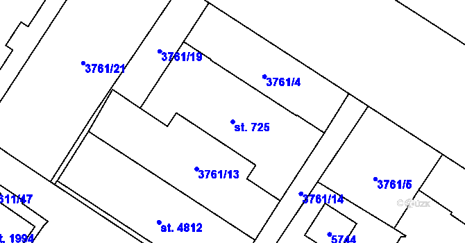 Parcela st. 725 v KÚ Břeclav, Katastrální mapa