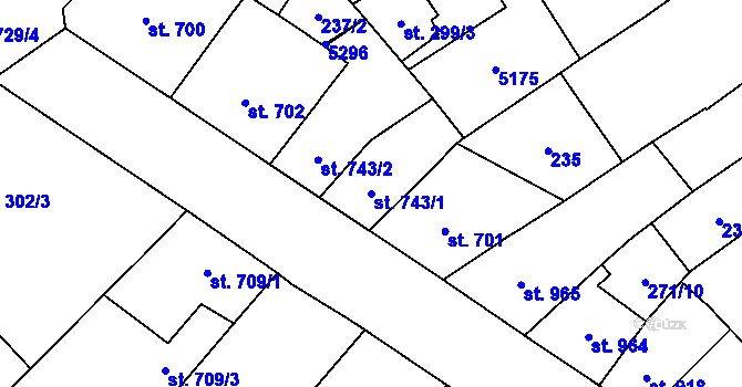 Parcela st. 743/1 v KÚ Břeclav, Katastrální mapa