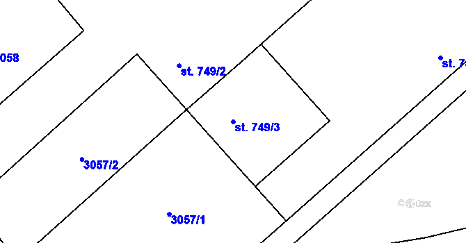Parcela st. 749/3 v KÚ Břeclav, Katastrální mapa