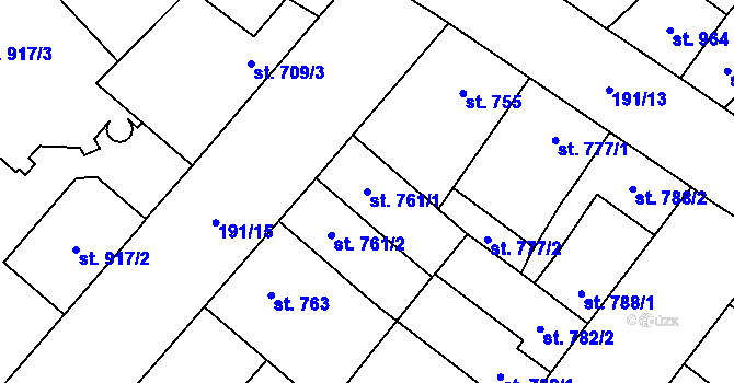 Parcela st. 761/1 v KÚ Břeclav, Katastrální mapa