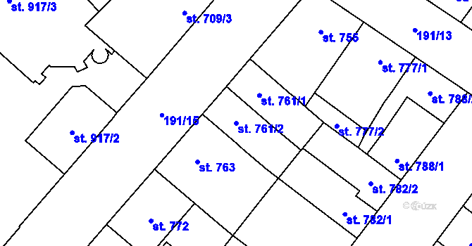Parcela st. 761/2 v KÚ Břeclav, Katastrální mapa