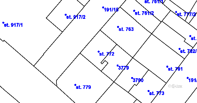 Parcela st. 772 v KÚ Břeclav, Katastrální mapa