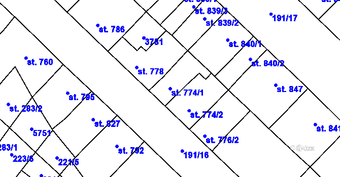 Parcela st. 774/1 v KÚ Břeclav, Katastrální mapa