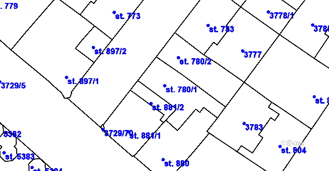 Parcela st. 780/1 v KÚ Břeclav, Katastrální mapa