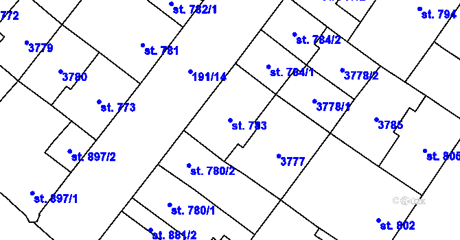 Parcela st. 783 v KÚ Břeclav, Katastrální mapa