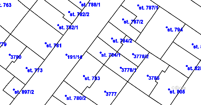 Parcela st. 784/1 v KÚ Břeclav, Katastrální mapa