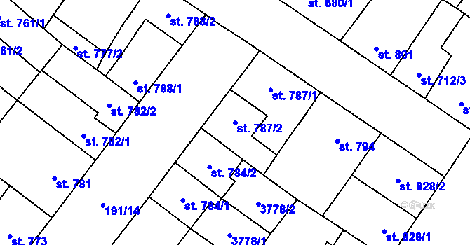 Parcela st. 787/2 v KÚ Břeclav, Katastrální mapa