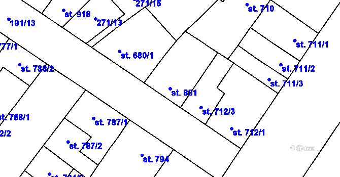 Parcela st. 801 v KÚ Břeclav, Katastrální mapa