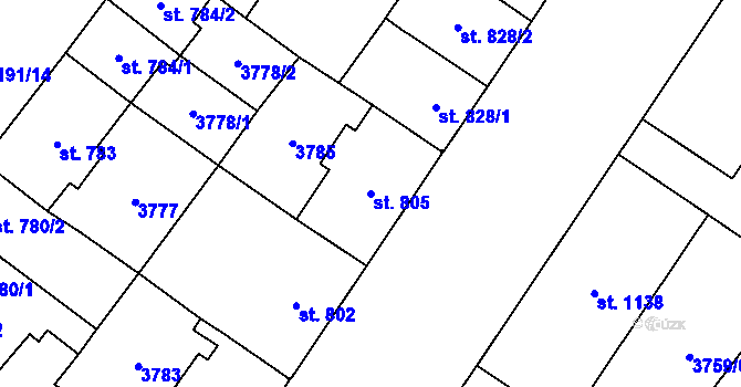 Parcela st. 805 v KÚ Břeclav, Katastrální mapa