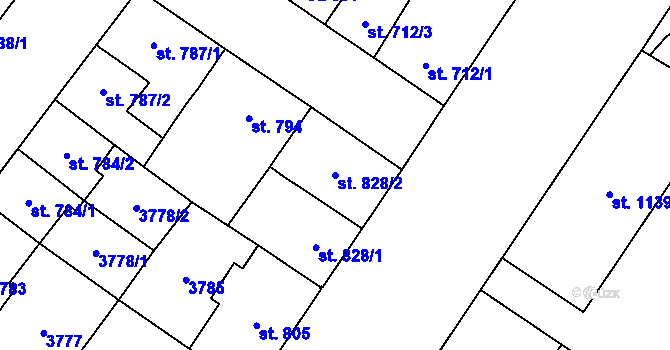 Parcela st. 828/2 v KÚ Břeclav, Katastrální mapa