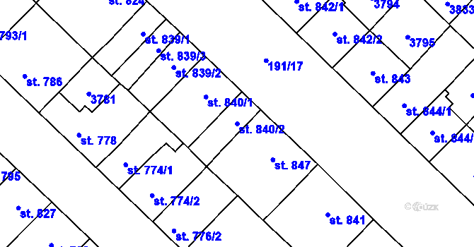 Parcela st. 840/2 v KÚ Břeclav, Katastrální mapa