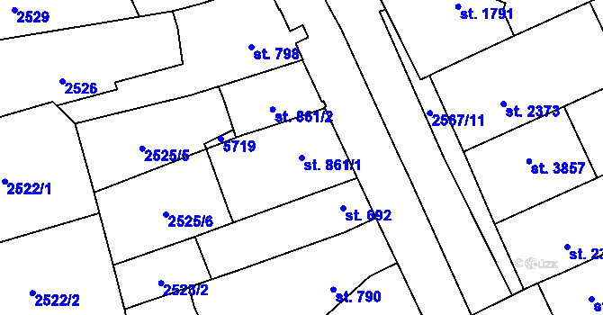 Parcela st. 861/1 v KÚ Břeclav, Katastrální mapa