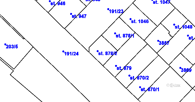 Parcela st. 878/2 v KÚ Břeclav, Katastrální mapa