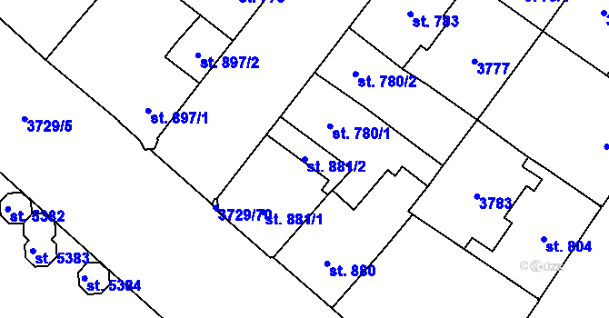 Parcela st. 881/2 v KÚ Břeclav, Katastrální mapa