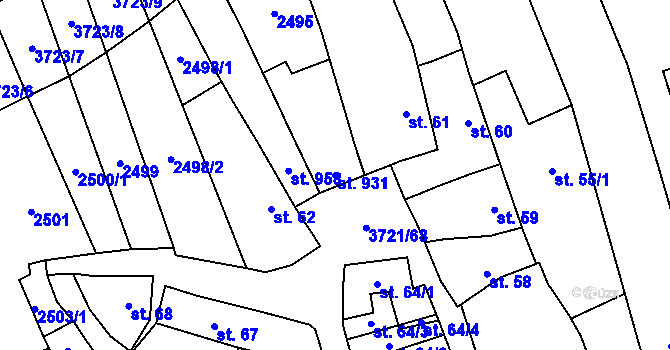 Parcela st. 931 v KÚ Břeclav, Katastrální mapa