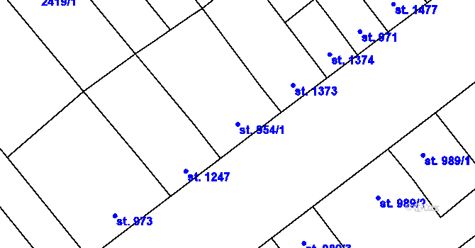 Parcela st. 954/1 v KÚ Břeclav, Katastrální mapa