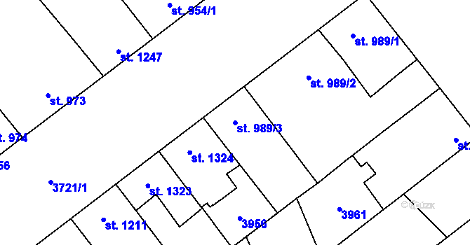 Parcela st. 989/3 v KÚ Břeclav, Katastrální mapa