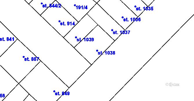 Parcela st. 1038 v KÚ Břeclav, Katastrální mapa