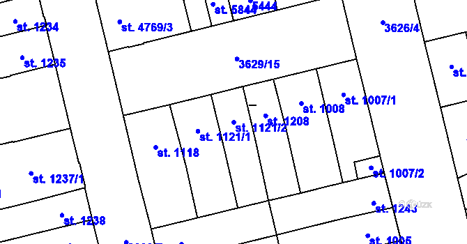 Parcela st. 1121/2 v KÚ Břeclav, Katastrální mapa