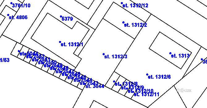 Parcela st. 1312/3 v KÚ Břeclav, Katastrální mapa