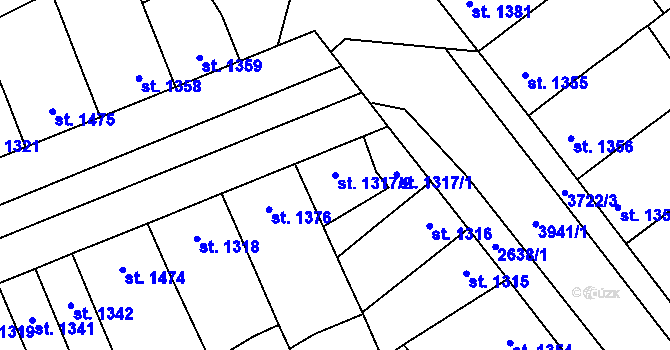 Parcela st. 1317/2 v KÚ Břeclav, Katastrální mapa