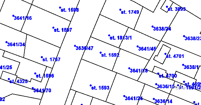 Parcela st. 1592 v KÚ Břeclav, Katastrální mapa