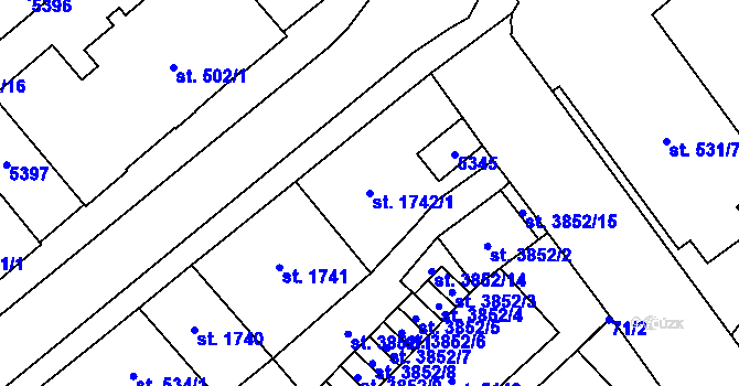 Parcela st. 1742/1 v KÚ Břeclav, Katastrální mapa