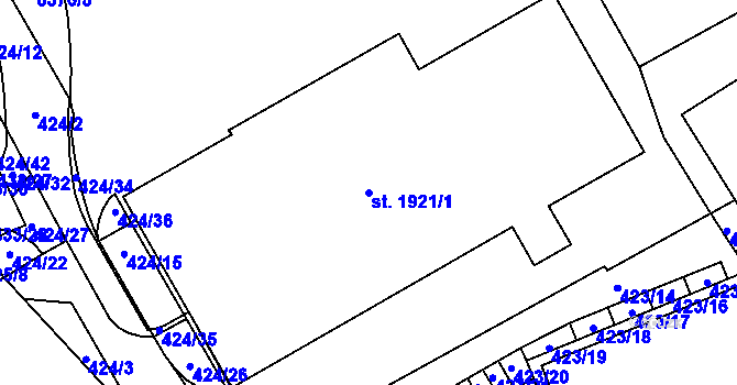 Parcela st. 1921/1 v KÚ Břeclav, Katastrální mapa