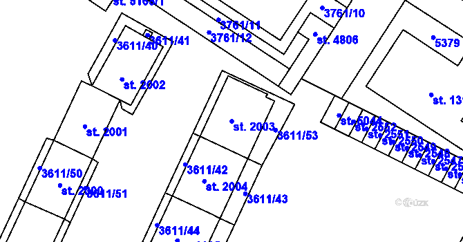 Parcela st. 2003 v KÚ Břeclav, Katastrální mapa