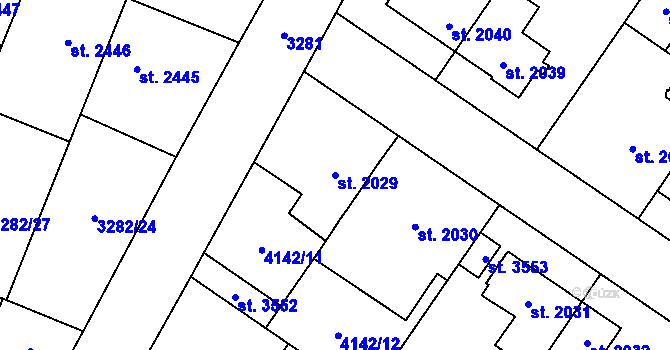 Parcela st. 2029 v KÚ Břeclav, Katastrální mapa