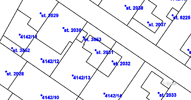 Parcela st. 2031 v KÚ Břeclav, Katastrální mapa