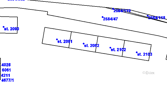 Parcela st. 2092 v KÚ Břeclav, Katastrální mapa