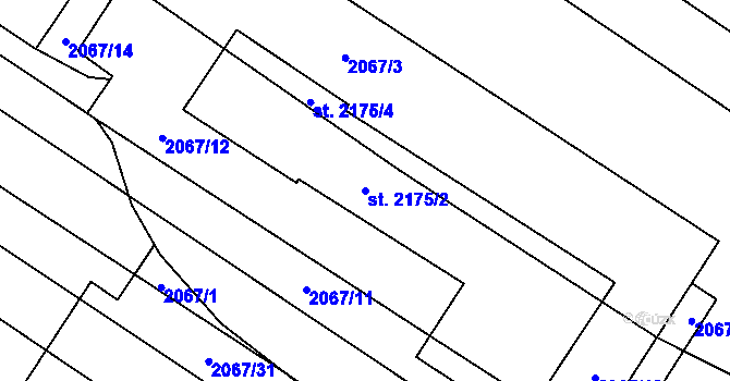 Parcela st. 2175/2 v KÚ Břeclav, Katastrální mapa