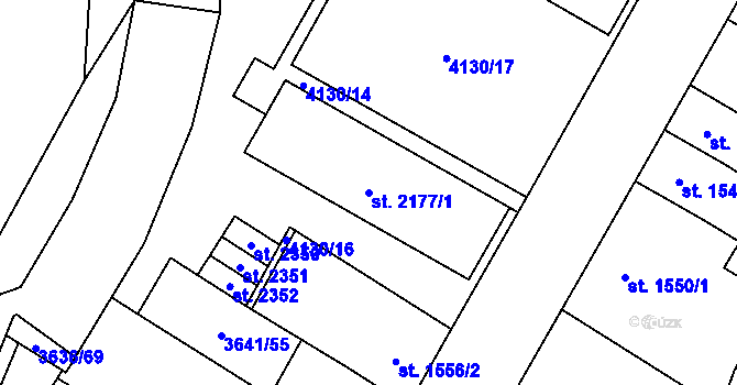 Parcela st. 2177/1 v KÚ Břeclav, Katastrální mapa