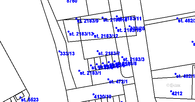 Parcela st. 2183/2 v KÚ Břeclav, Katastrální mapa