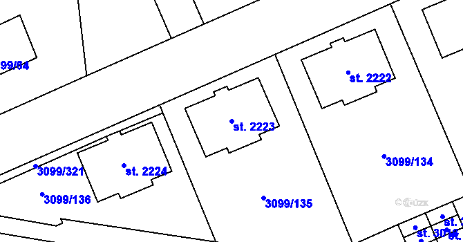 Parcela st. 2223 v KÚ Břeclav, Katastrální mapa