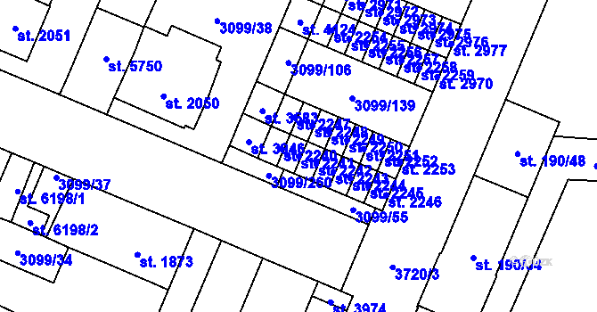 Parcela st. 2241 v KÚ Břeclav, Katastrální mapa