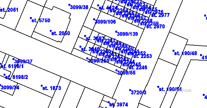 Parcela st. 2242 v KÚ Břeclav, Katastrální mapa