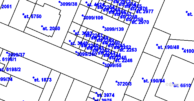 Parcela st. 2243 v KÚ Břeclav, Katastrální mapa